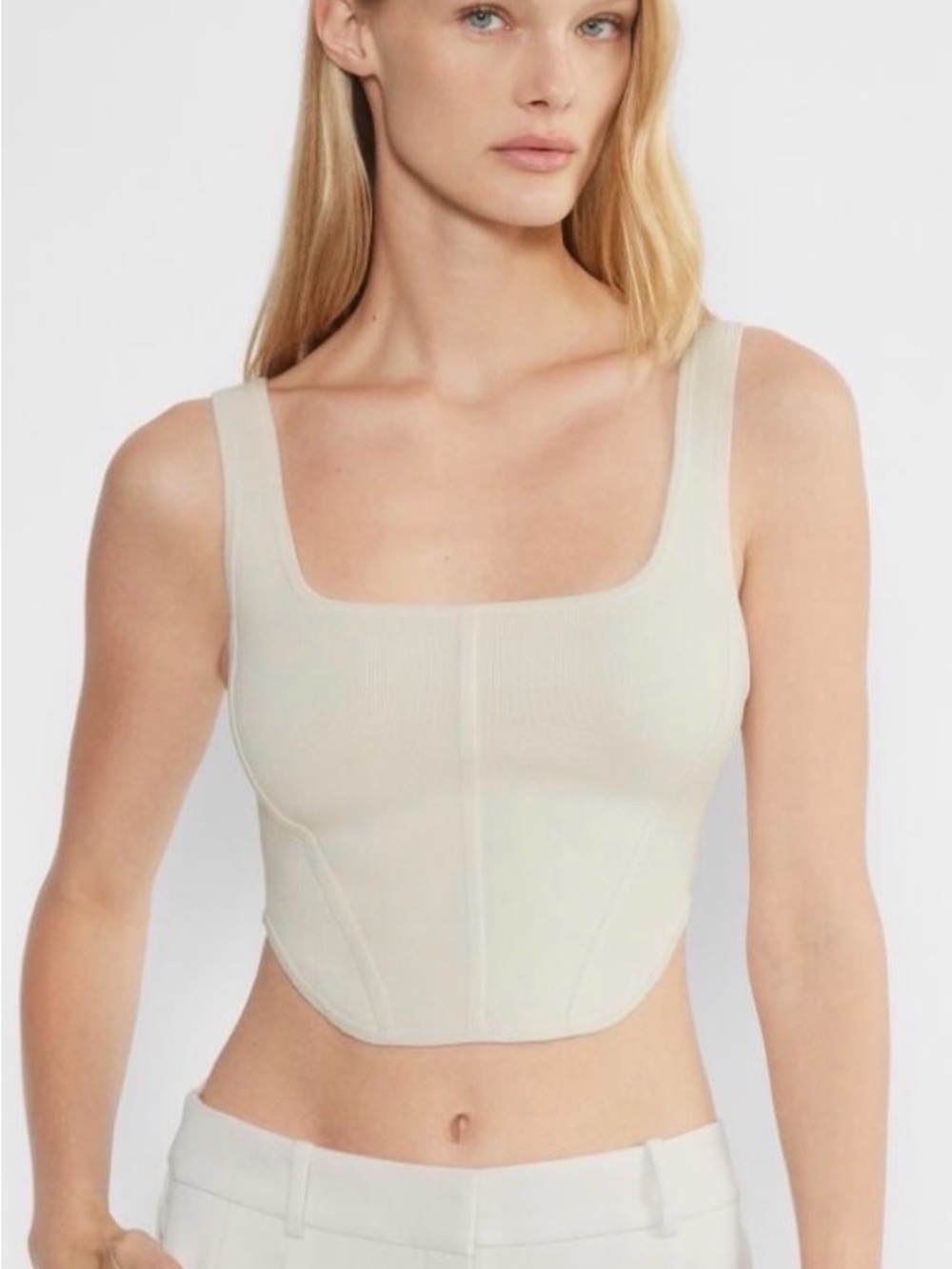 Women’s Square Neck Crop Tank in Cream